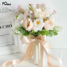 Meldel свадебный букет Искусственные цветы Свадебные букеты подружки невесты белый пион Свадебный букет украшение дома
