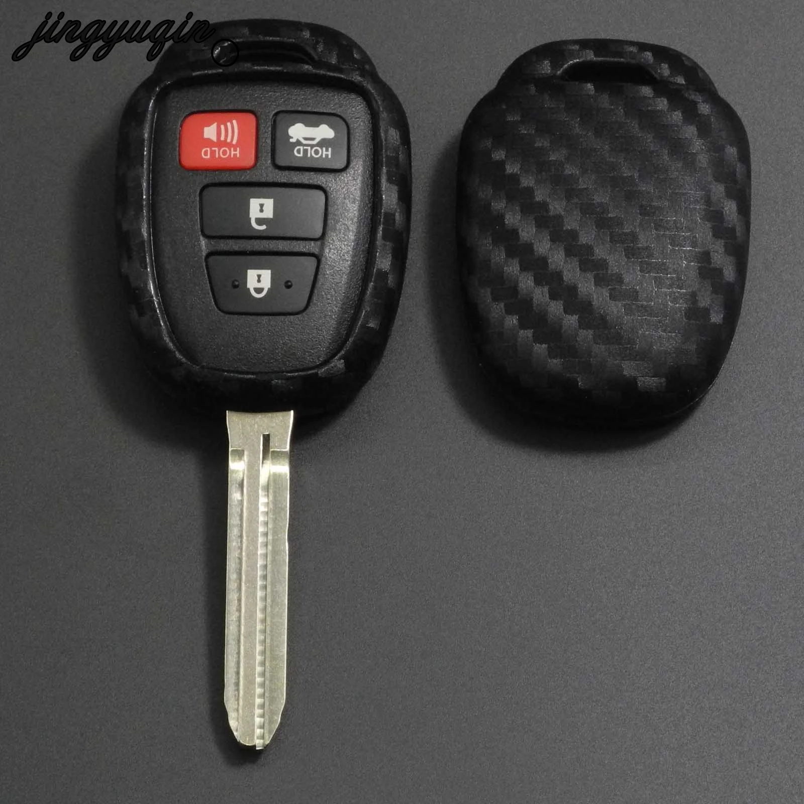Карбоновый силиконовый чехол jingyuqin для Toyota CAMRY 2012 2013 2014 2015 Corolla защитный брелок |