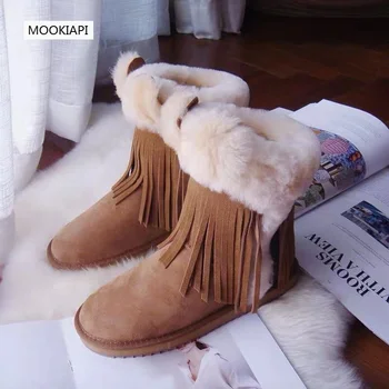 

In 2019, Europe's latest sheepskin and fur women's snow boots, pure wool women's barrel snow boots, four colors, free delivery