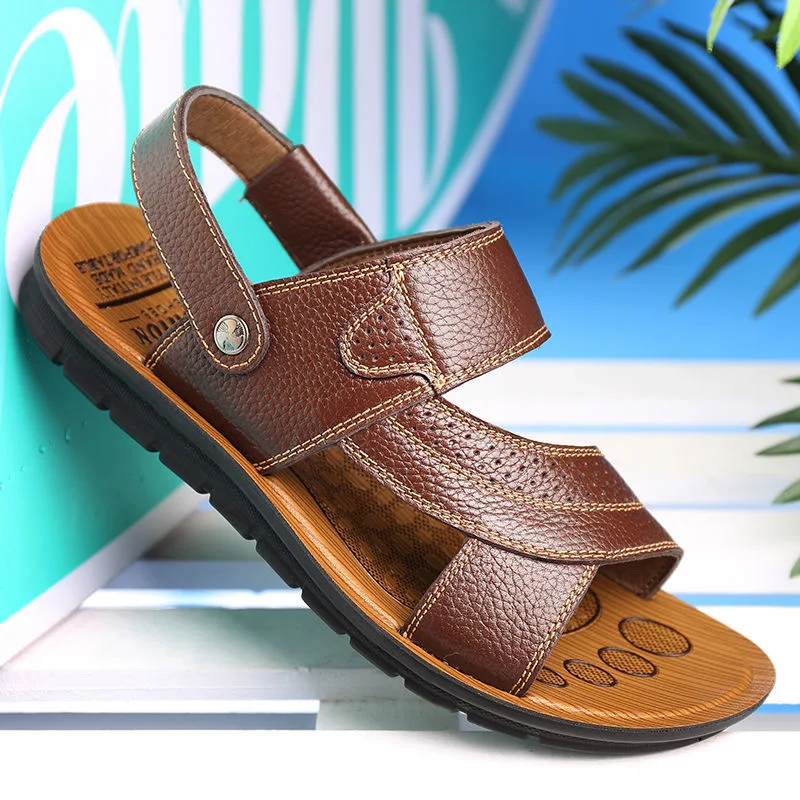 Sandalias transpirables para hombre, zapatos a la moda, zapatillas deslizantes para exteriores, suaves, de verano, 2021