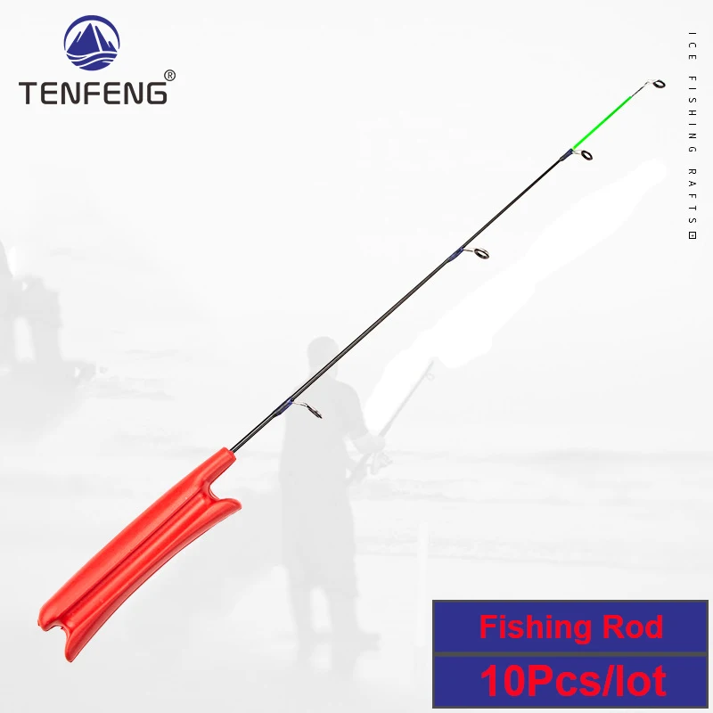 10Pcs DIY Red Fiber Glass Winter Mini Ice Fishing Rod Light Jiging