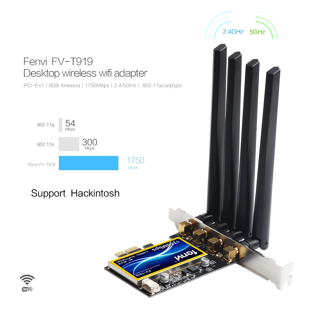 FV-T919 tarjeta Wifi de escritorio PCI-E de doble banda 802.11AC Broadcom BCM94360CD adaptador inalambrico Bluetooth 4,0 Mac OSX