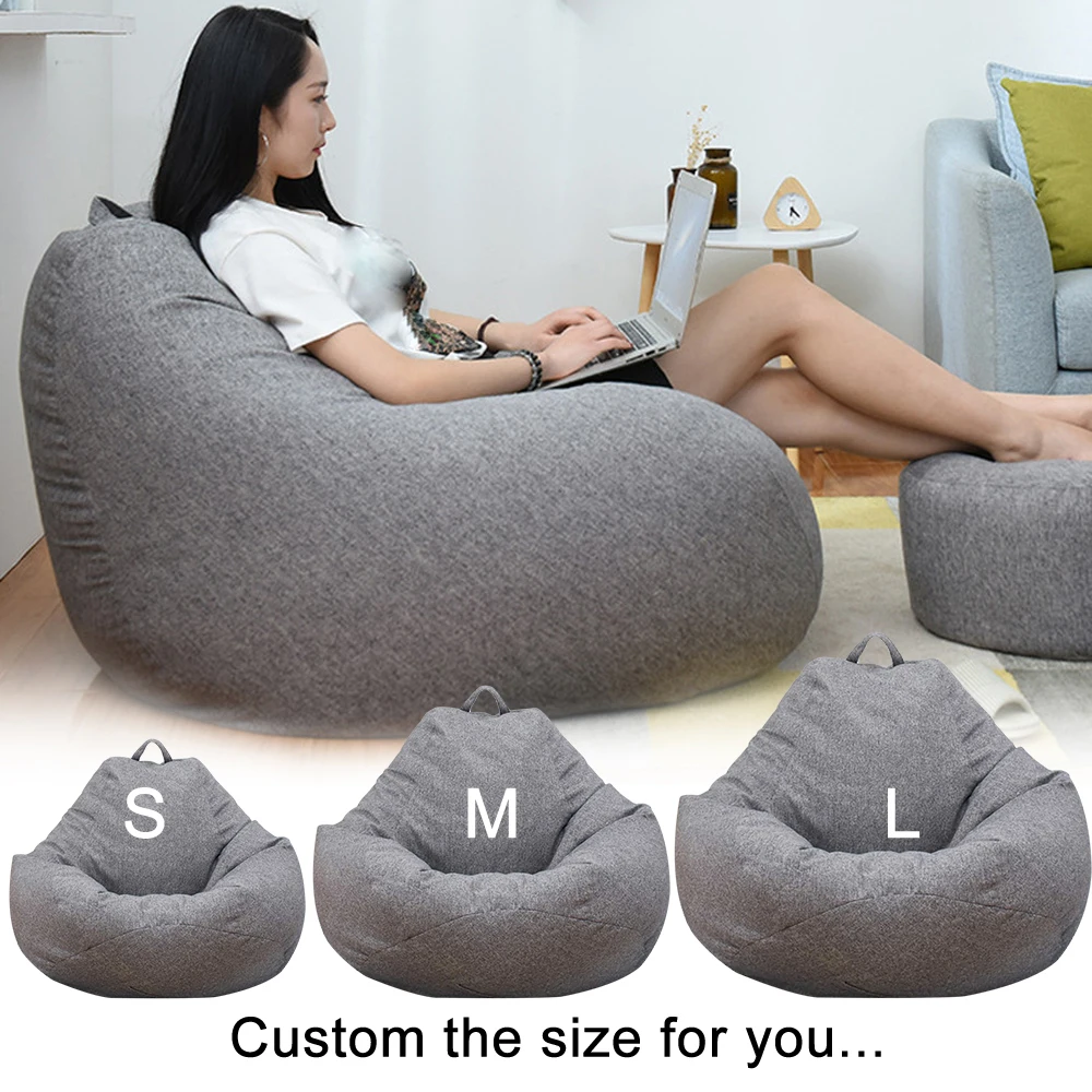 

2Pcs Lazy BeanBag Sofas Cover+Inner Liner Velvet Lounger Seat Chairs Bean Bag Pouf Puff Couch Tatami Living Room