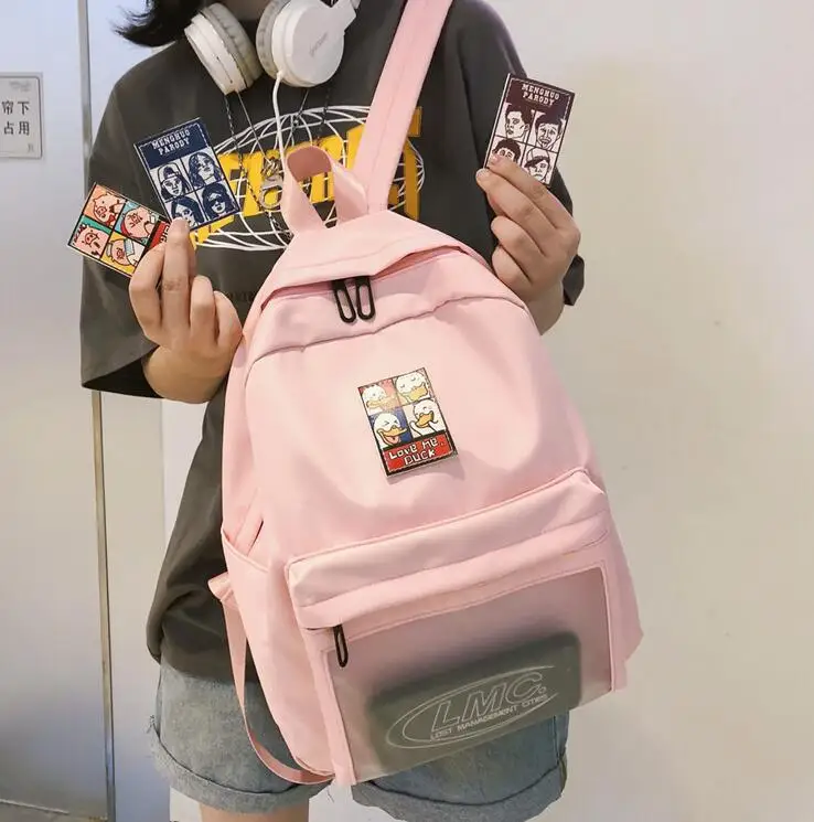 Милые прозрачные женские сумки из ПВХ для девочек, школьные рюкзаки - Цвет: Розовый