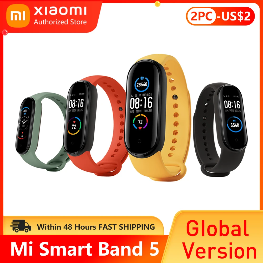 Смарт-браслет Xiaomi Mi Band 5 4 цвета AMOLED экран пульсометр фитнес-трекер Bluetooth