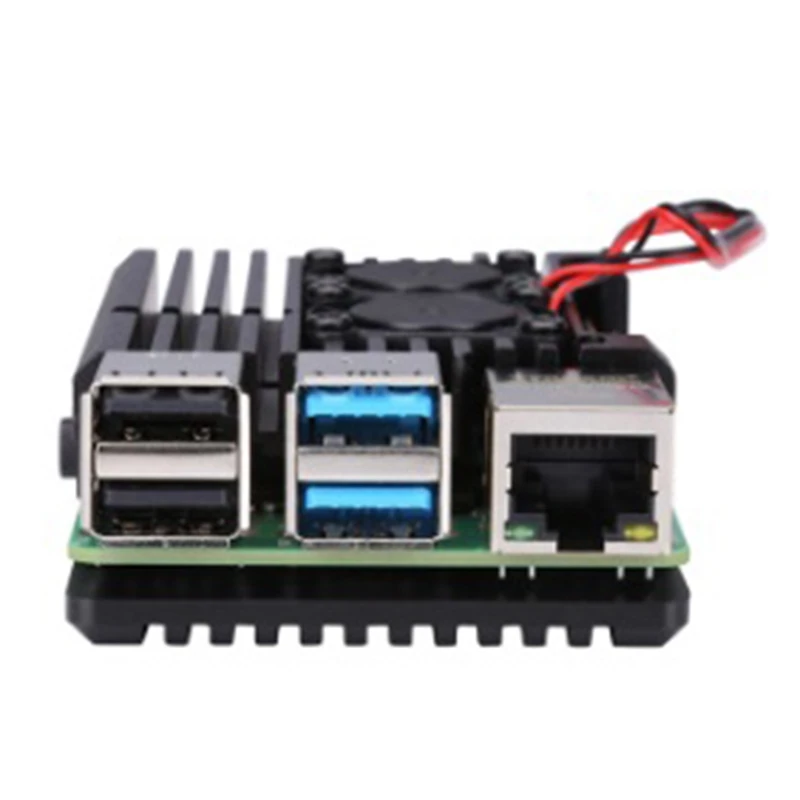 Алюминиевый Чехол для Raspberry Pi 4 с двойным охлаждающим вентилятором металлический корпус черный корпус для Raspberry Pi 4 Модель B