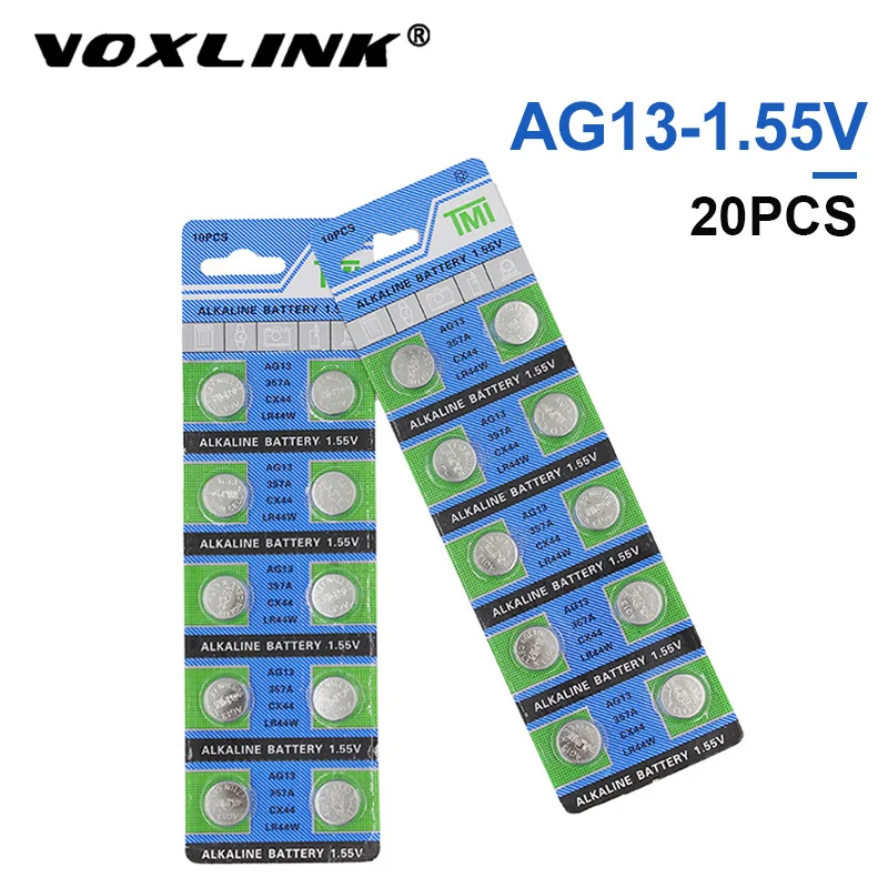 

VOXLINK 20Pcs AG13 original brand new battery 1.55V button cell LR44/303 for Camera watch computer toy remote control battery