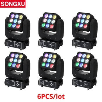 

6pcs/lot 9x12w RGBW 4in1 LED Matrix Moving Head Light Wash Light for DJ Disco Nightclub Party Light/SX-MH0912A