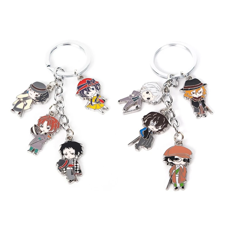Bungo Stray Dogs Anime Dazai Osamu Atsushi Edogawa Ranpo keychain Keyrings Multi Pendant Keychain