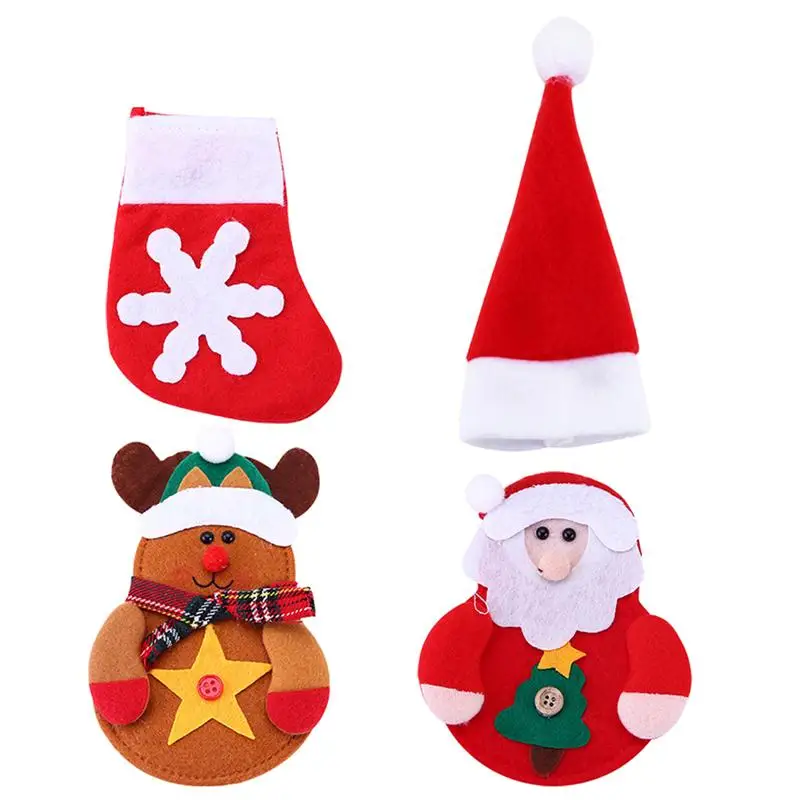 4 pcs Knife Fork Bags Christmas Dinner Supplies for Restaurant Hotel Home