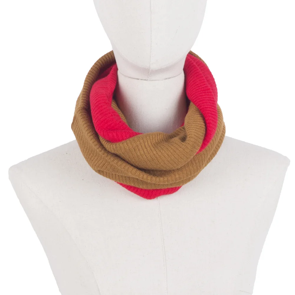 Двухцветные Лоскутные шарфы для мужчин Женский кашемировый шарф-пончо шарфы-трубы вязаный шарф-хомут зимние теплые шерстяные кольца шарфы