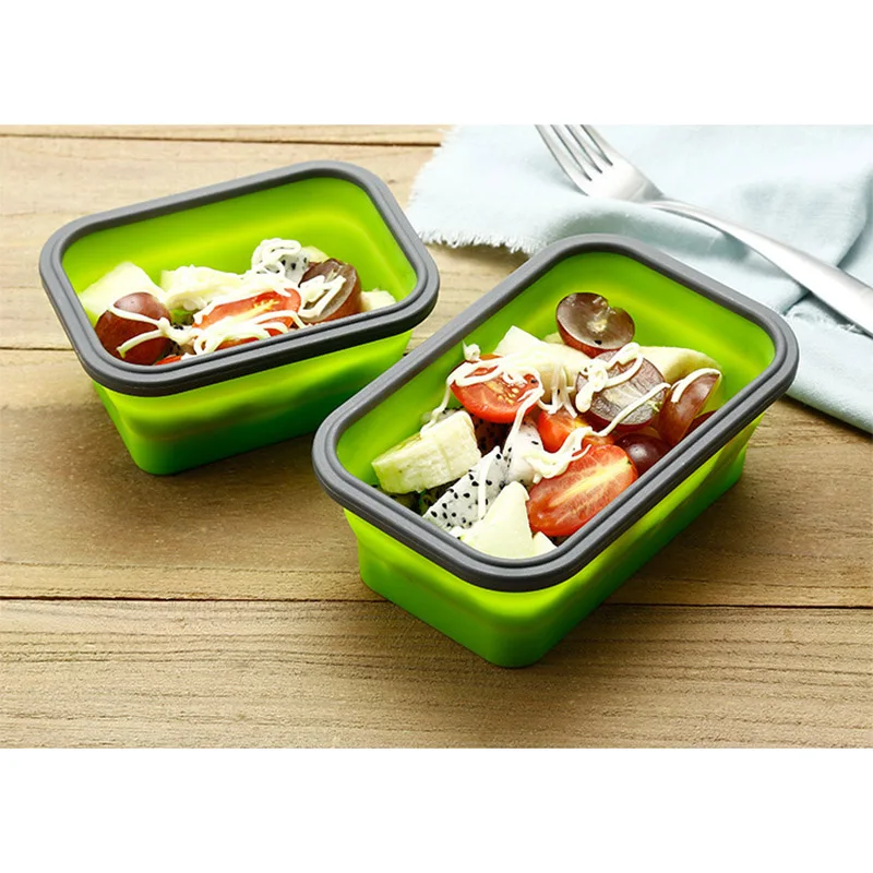 

Lunch Box Silicone Bowl Folding Foldable Portable Food Storage Container Eco-Friendly AIA99