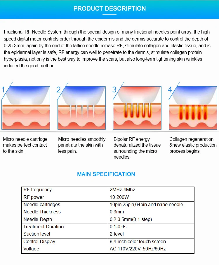 Оборудование для лица микронеэдл РФ уход за кожей морщин аппарат для лифтинга