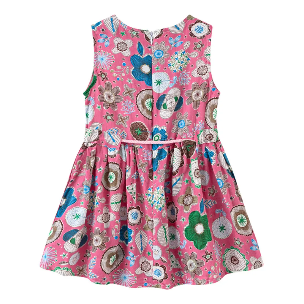 Toddler Baby Kids girls dress Floral Flowers Ruched Strap Summer Princess Dress 2-7 Years old children clothes summer #B