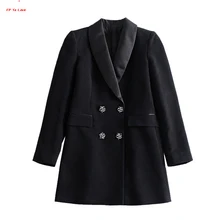 Fp para amar za mulher casual blazers cetim retalhos entalhado cristal miçangas botão 2021 primavera outono design outwear