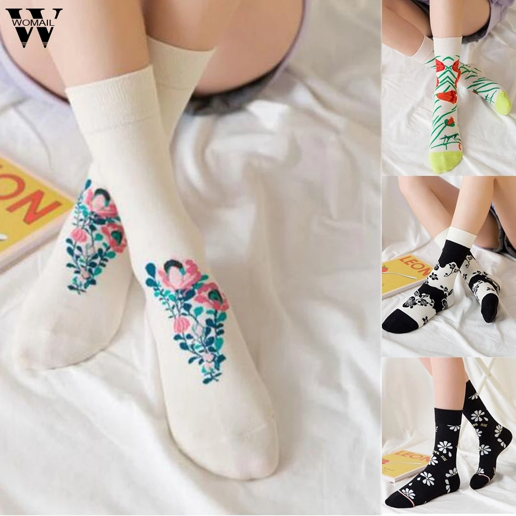 Новинка, 10 пар носков, женские носки средней длины без пятки, модные мягкие повседневные носки с цветочным принтом, один размер, удобные