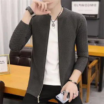 

Casual Wide-waisted Korean Style Autumn Winter Men Sweater Fashion Solid Knitted Cardigan Pockets Long Sleeve Men Winter Tops