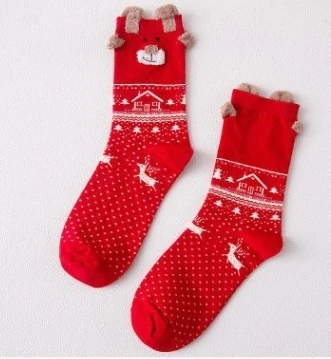 Новинка года; женские носки; зимние теплые рождественские подарки; стерео-носки из мягкого хлопка; милые носки с Санта-Клаусом и оленем; милые рождественские носки - Цвет: 2