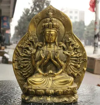 

6" Tibetan Brass 1000 Arms Kwan-yin GuanYin Avalokitesvara Goddess Buddha Statue
