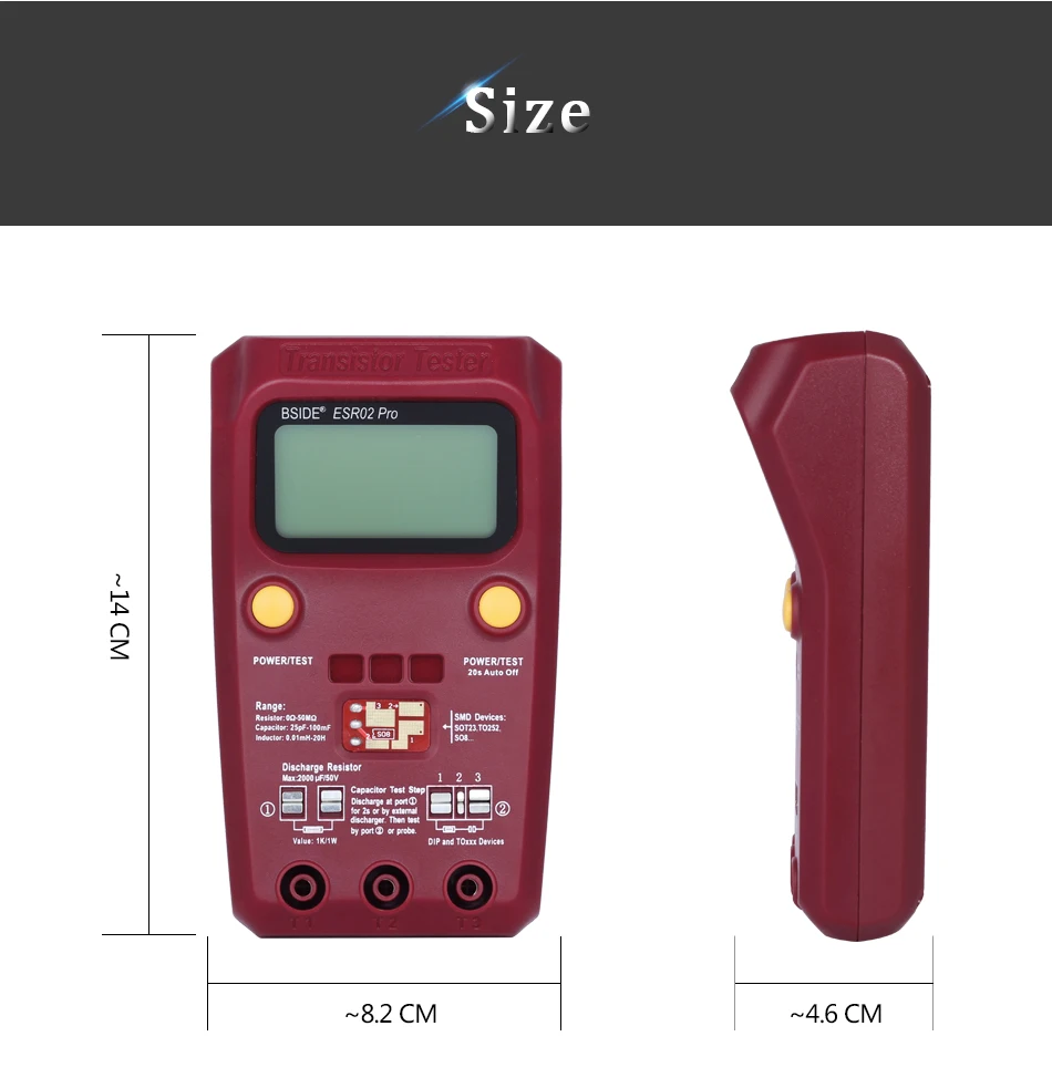 BSIDE ESR02PRO цифровой Транзистор тестер SMD диодные компоненты Триод сопротивления, емкости и индуктивности мультиметр ESR метр