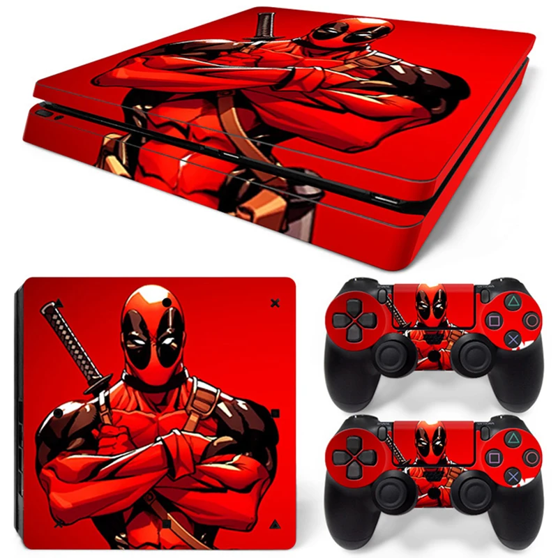 Marvel Spider Man Deadpool Sticker Cover Wrap Protector Skin For Sony PS4 Slim Console & 2PCS Controller Skin Decal For PS4 Slim 