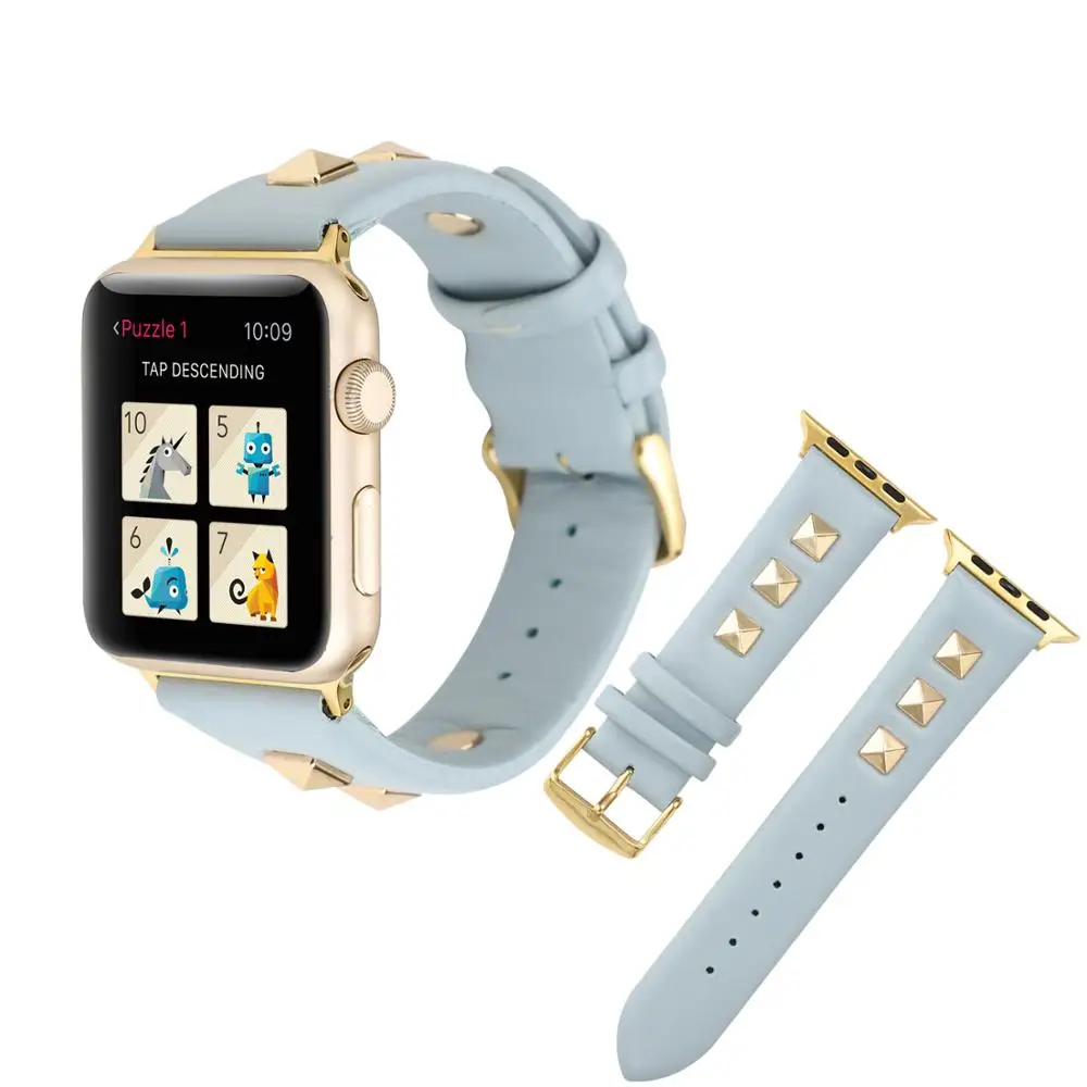 Новый дизайн роскошные заклепки Стиль ремешок для наручных часов Apple Watch версии 5 4