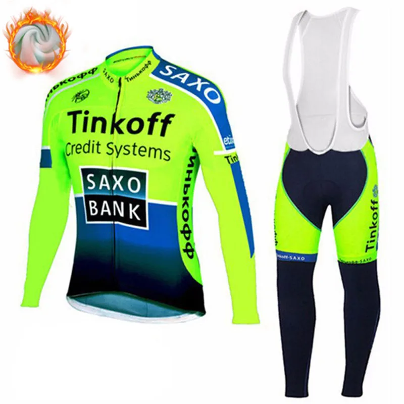 

Tinkoff Winter Cycling Clothing Thermal Fleece Cycling Jersey Sets Ropa Bike MTB Bib Pants Trouser Suit Maillot Ciclismo Hombre