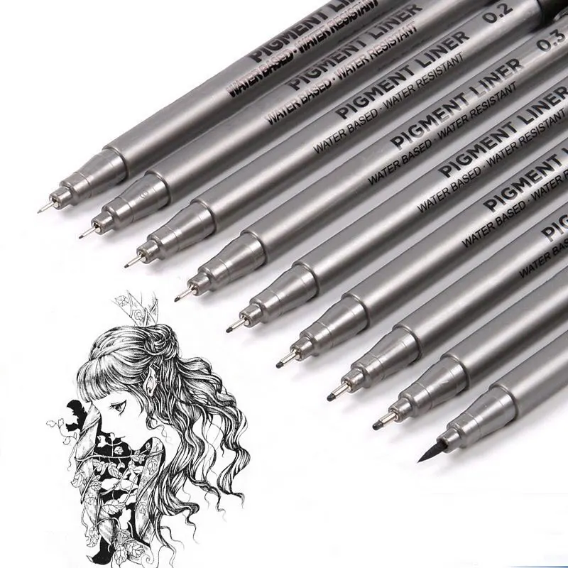 Marker Pen 9Pcs/set Pigment Liner Micron Ink Marker Pen For Drawing