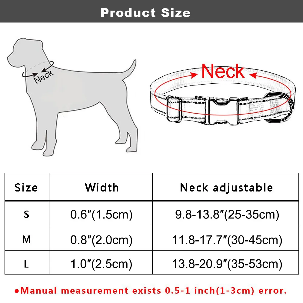 Adjustable Nylon Embroidered and Reflective Dog Collar