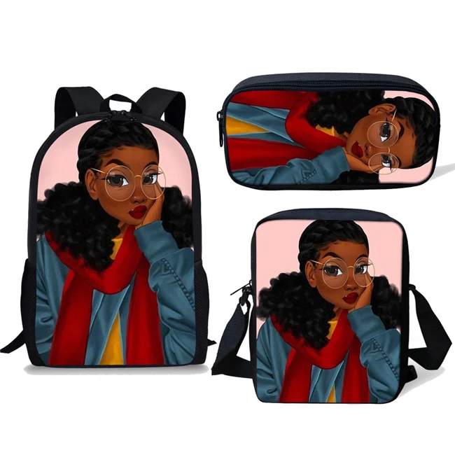 Бесшумные детские школьные сумки черная девочка волшебный афро женский с принтом Детский рюкзак подростковый школьный рюкзак Mochila Escolar - Цвет: LMZY1237CEK