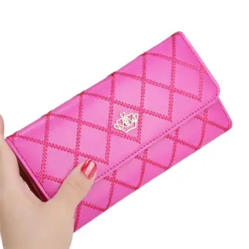 

Clutch Women Bags PU Leather Yellow Wallet Coin Purse DIAMOND Crown Solid Card Holder Long Billfold