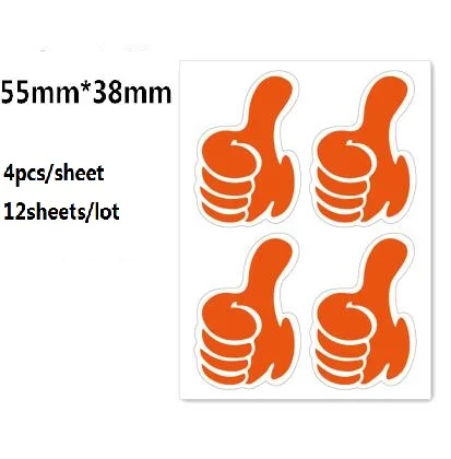 55x38 мм стикер наград Thumbs бумага детские наклейки водонепроницаемые Thumbs стикер s учительские наклейки-награды 12 листов