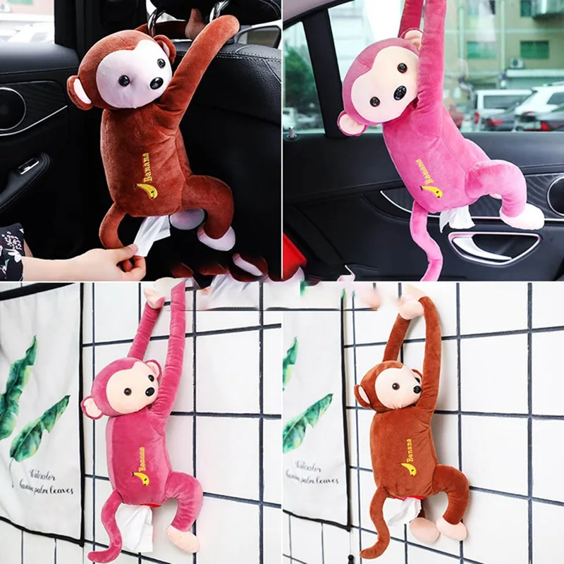 

Car Seat Back Hanging Storage Tissue Box Case Cartoon Plush Box Container Towel Napkin Paper Bag Holder Car Accessories