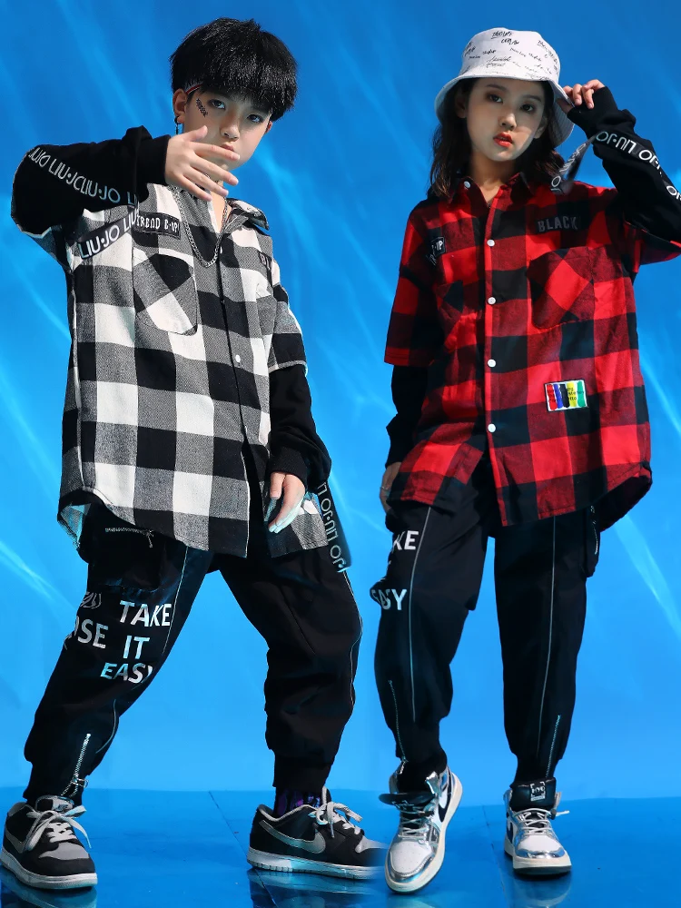 

New Boys Hip Hop Dance Costumes Tooling Tide Kids New Handsome Girl Jazz Outfits Stage Performance Clothes Street Wear AYY071