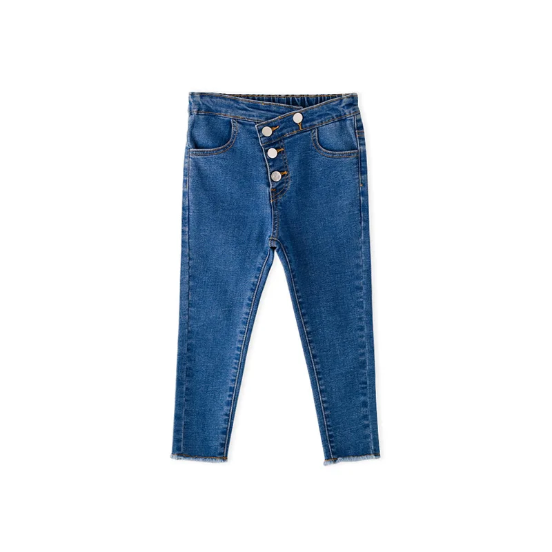 

Autumn 2019 Children's New Korean Version of Small and Medium-sized Baby Girls Jeans Feet Pants England Waist Jeans