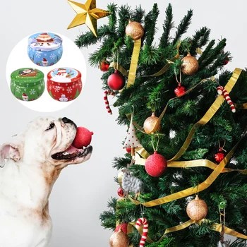 

3PCS Tinplate Round Ball Boxes Tree Hanging Tinplate Decor Box for Christmas