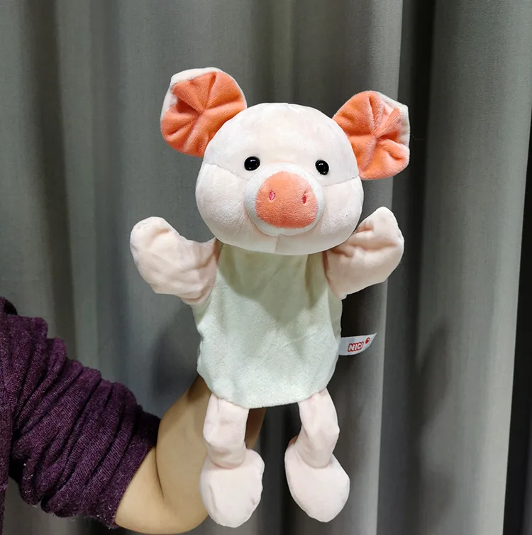 30cm Legged Animal Hand Puppet Plush Toys Wolf Lion Panda Raccoon Hand Puppets Educational Story Doll Toy for Children Kid