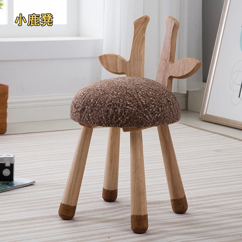 Nordic solid wood creative stool child stool designer furniture baby chair removable and washable cute stool animal stool