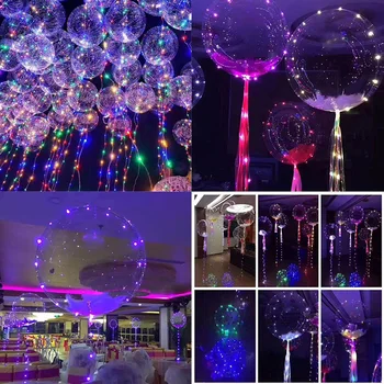 

18inch Handle Led Balloon Luminous Transparent Helium Bobo Ballons Wedding Birthday Party Decorations Kids LED Light Balloon