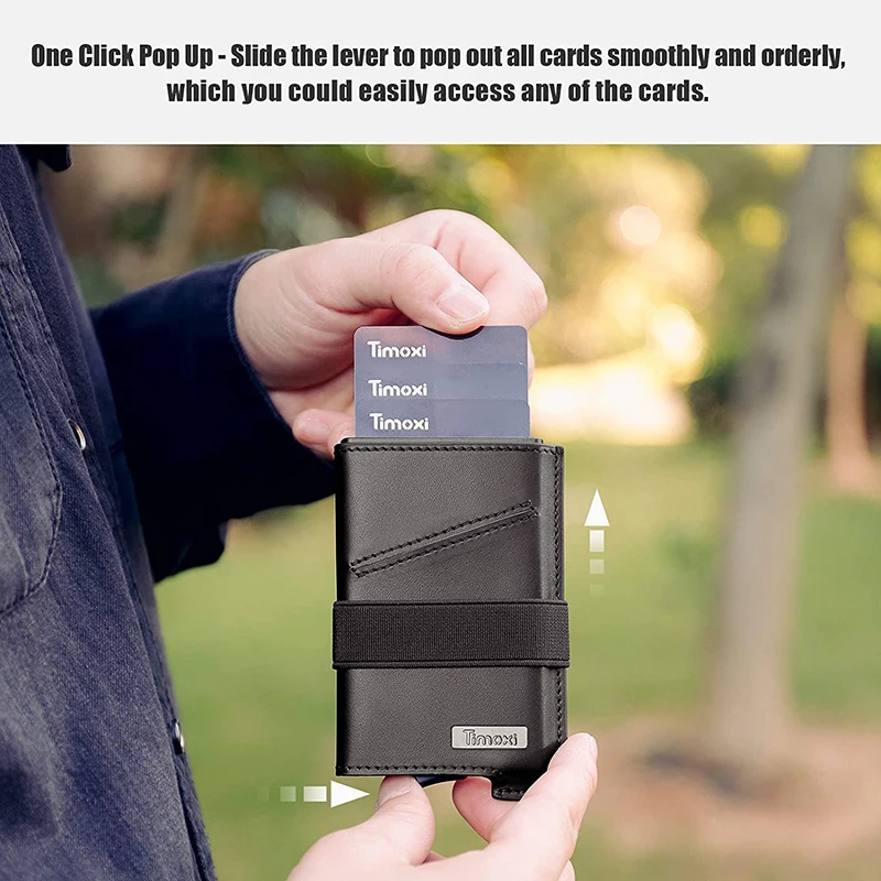 Credit Card Case leather wallet wallet card holder card holder credit card holder credit card wallet card wallet wallet card bag document card wallet for Men Genuine Leather Aluminum Slim Wallet Minimalist RFID Protection Smart Card Wallet with Bandage