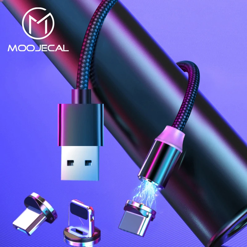 

MOOJECAL LED Magnetic USB Cable for iPhone Xs Max 8 7 6 Plus Micro USB C Cable Cable for Samsung Xiaomi