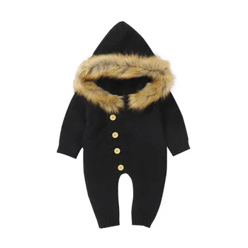 

0-18M Autumn New Infant Baby Girls Boys Long Sleeve Knitted Solid Print Hoodie Rompers Kids Clothes Outfit Bodysuit Jumpsuit Hot