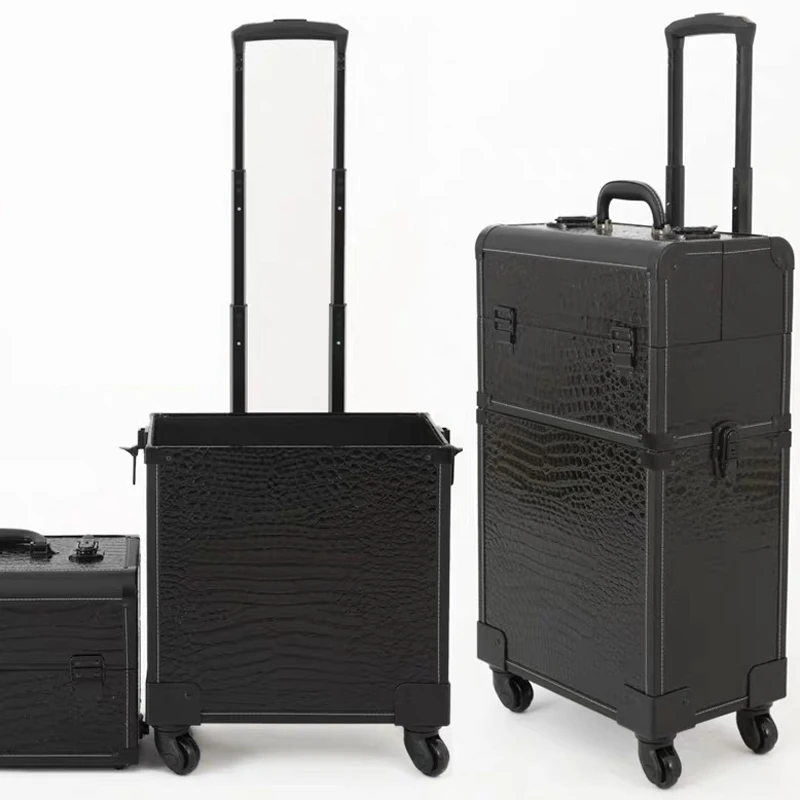 

New Nail tattoo Rolling luggage,girl multifunction separable trolley suitcase,Women high quality Makeup Toolbox cosmetic case