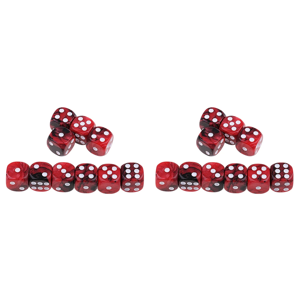 20x Six Sided Spot Dice 16mm Red Black Dies for MTG TRPG Craps Gambling Party Game