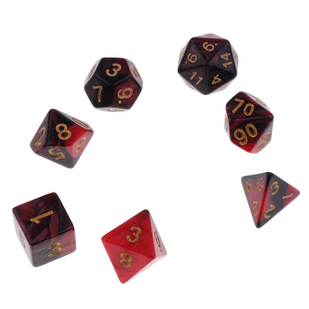 7Pcs Polyhedral Dice Acrylic D20 D12 D10 D8 D6 D4 Die TRPG for Role Playing