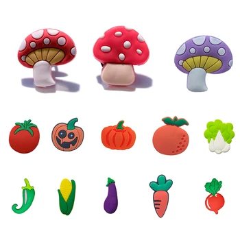

1pcs Vegetables Mushroom Pumpkin Shoe Charms Shoe Accessories Shoe Buckles Fit Bracelets Croc JIBZ Shoe Decoration Kids Gift