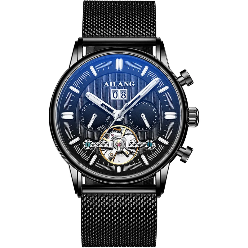 Топ люксовый бренд Tourbillon Мужские автоматические механические часы кожаные мужские s часы спортивные военные часы водонепроницаемые мужские часы - Цвет: Color 10