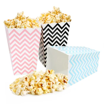 

NICEYARD Colorful Chevron Stripes 12Pcs Popcorn Box Party Favour Wedding Kid Party Decoration Bags Loot
