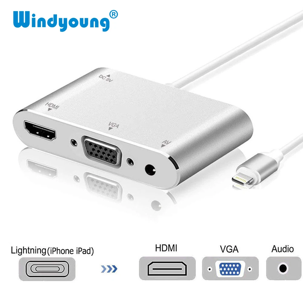 Cavo Hdtv Otg Per Iphone Lightning A Vga Jack Audio Da 3.5Mm Adattatore Compatibile Hdmi Video Per Iphone Extend Hub Per Iphone/Ipad