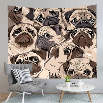 

Lovely Husky Pug Wall Hanging Tapestry Yoga Mat Bedspread Polyester Fabric Blanket Drop Shipping